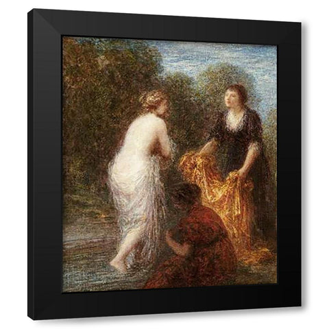 Bath Robe Black Modern Wood Framed Art Print by Latour, Henri Fantin