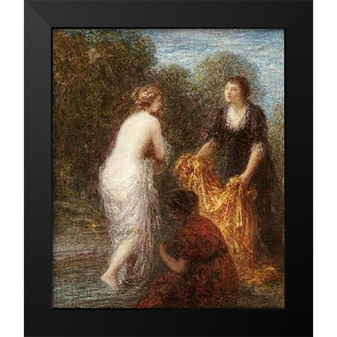 Bath Robe Black Modern Wood Framed Art Print by Latour, Henri Fantin