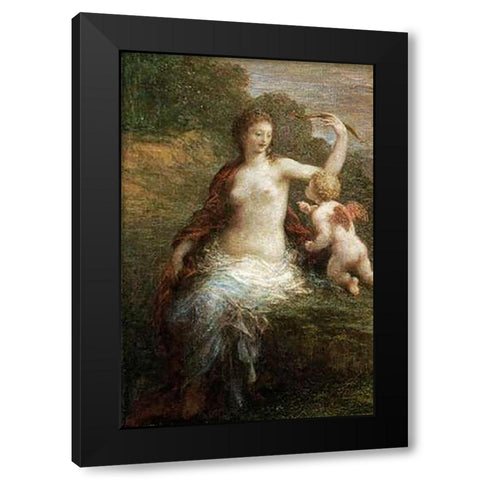 Love Disarmed Black Modern Wood Framed Art Print with Double Matting by Latour, Henri Fantin