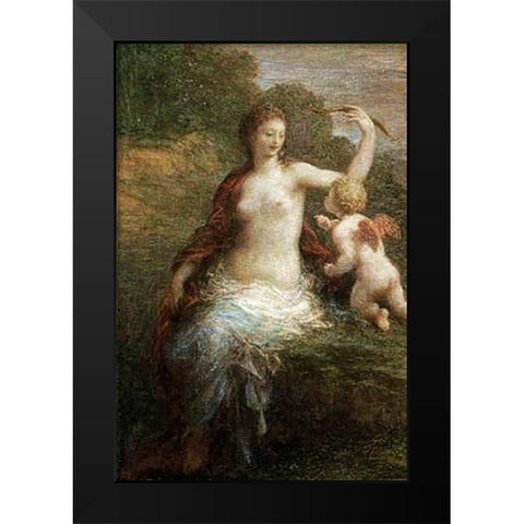 Love Disarmed Black Modern Wood Framed Art Print by Latour, Henri Fantin