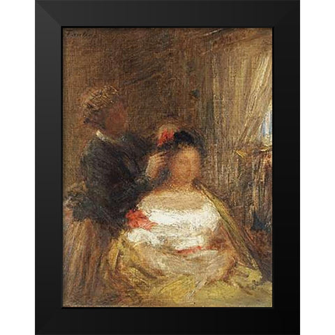 The Hairdresser Black Modern Wood Framed Art Print by Latour, Henri Fantin