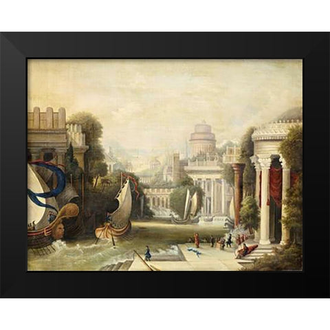 Embarkation of Ulysses Black Modern Wood Framed Art Print by Field, Erastus Salisbury