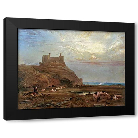 Harlech Castle Black Modern Wood Framed Art Print by Fielding, Anthony Vandyke Copley