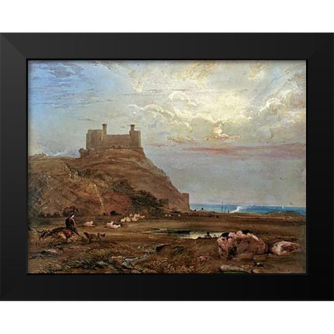 Harlech Castle Black Modern Wood Framed Art Print by Fielding, Anthony Vandyke Copley
