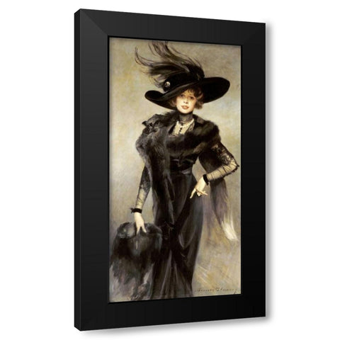 Fashionable Beauty Black Modern Wood Framed Art Print by Flameng, Francois