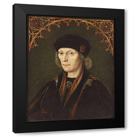 Portrait of King Henry VII Black Modern Wood Framed Art Print by Flemish School