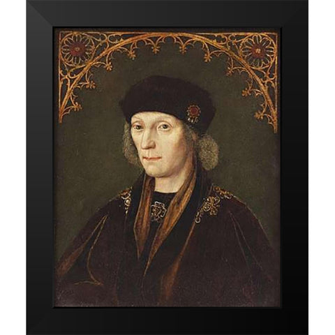 Portrait of King Henry VII Black Modern Wood Framed Art Print by Flemish School