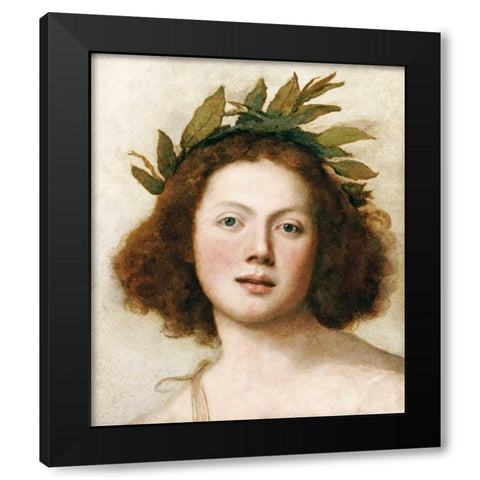 Head of Apollo Black Modern Wood Framed Art Print with Double Matting by Forabosco, Girolamo