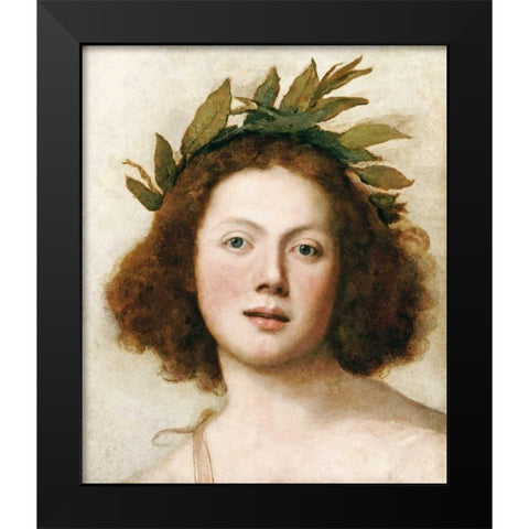 Head of Apollo Black Modern Wood Framed Art Print by Forabosco, Girolamo
