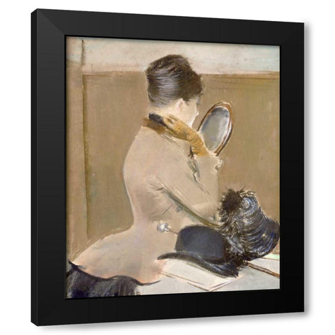 The Milliners Shop Black Modern Wood Framed Art Print by Forain, Jean-Louis