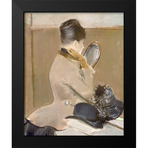 The Milliners Shop Black Modern Wood Framed Art Print by Forain, Jean-Louis
