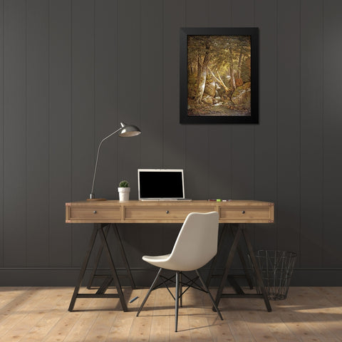Wooded Interior Black Modern Wood Framed Art Print by Ford, Henry Chapman