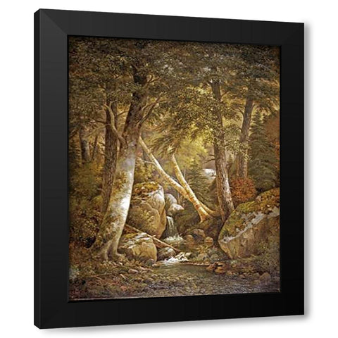 Wooded Interior Black Modern Wood Framed Art Print with Double Matting by Ford, Henry Chapman
