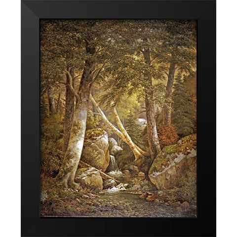 Wooded Interior Black Modern Wood Framed Art Print by Ford, Henry Chapman