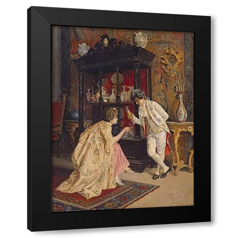 The Connoisseurs Black Modern Wood Framed Art Print by Fornari, E.