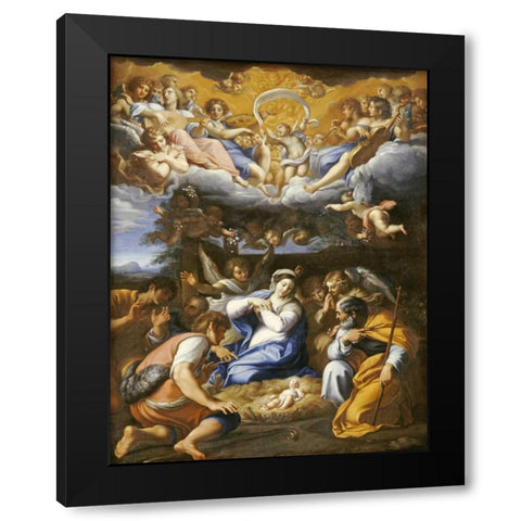 The Adoration of The Shepherds Black Modern Wood Framed Art Print by French School