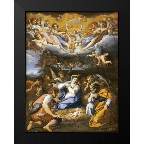 The Adoration of The Shepherds Black Modern Wood Framed Art Print by French School