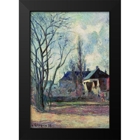 Winter Landscape at Copenhagen Black Modern Wood Framed Art Print by Gauguin, Paul