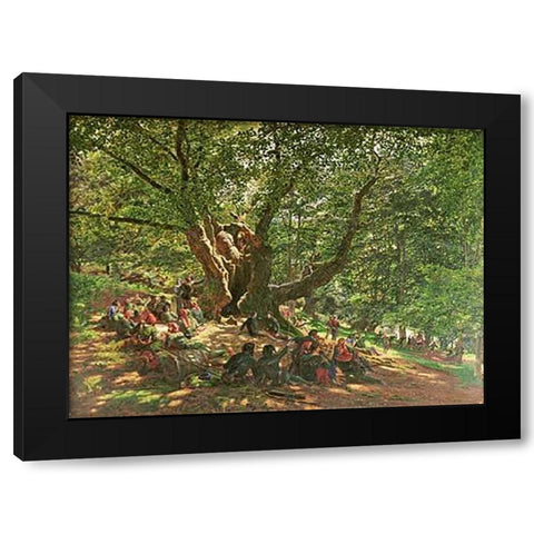 Robin Hood and His Merry Men In Sherwood Forest Black Modern Wood Framed Art Print with Double Matting by George, Edmund Warren