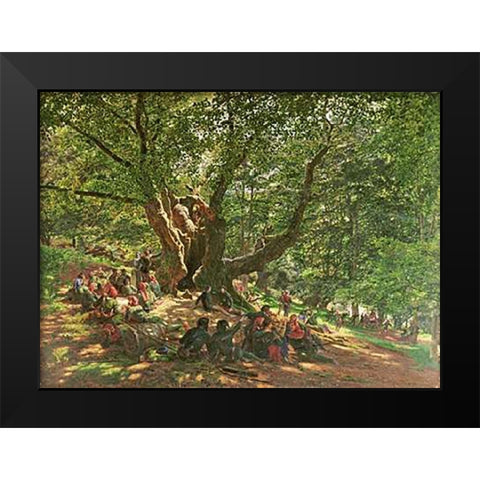 Robin Hood and His Merry Men In Sherwood Forest Black Modern Wood Framed Art Print by George, Edmund Warren