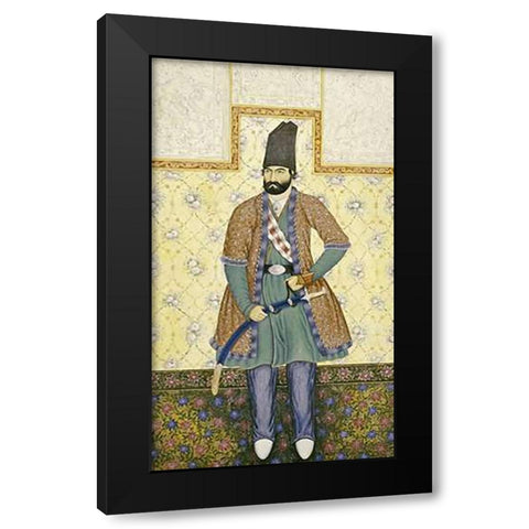 A Qajar Nobleman Black Modern Wood Framed Art Print with Double Matting by Ghaffari, Abul Hasan