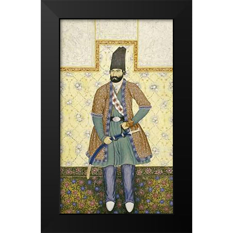 A Qajar Nobleman Black Modern Wood Framed Art Print by Ghaffari, Abul Hasan