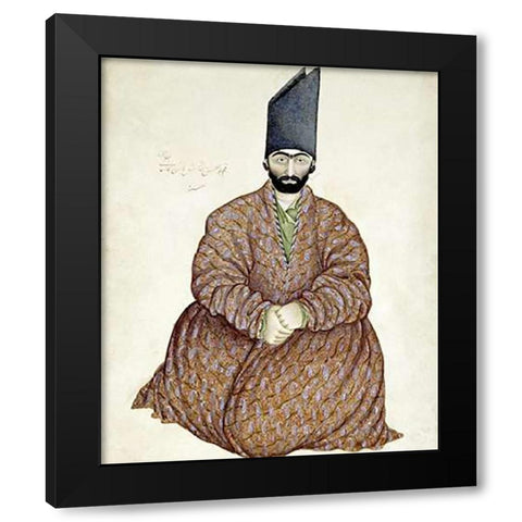 A Seated Nobleman Black Modern Wood Framed Art Print with Double Matting by Ghaffari, Abul Hasan