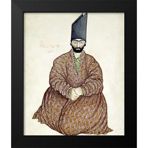 A Seated Nobleman Black Modern Wood Framed Art Print by Ghaffari, Abul Hasan
