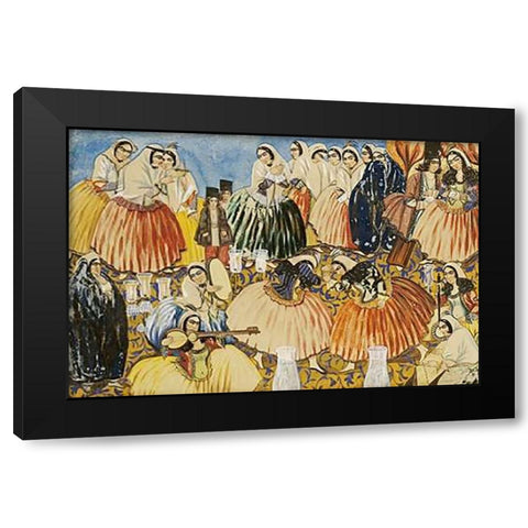 The Marriage of Aqa Abdullah Khan Black Modern Wood Framed Art Print by Ghaffari, Abul Hasan