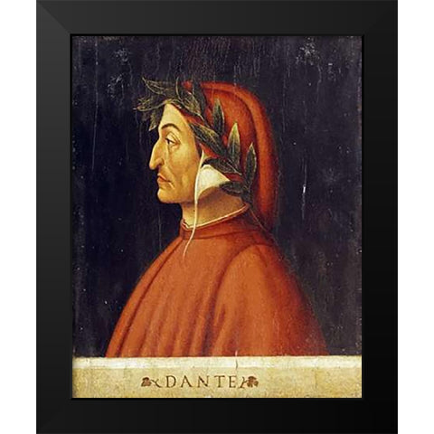 Portrait of Dante Black Modern Wood Framed Art Print by Ghirlandaio, Domenico