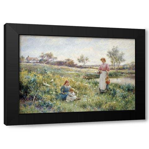Summer Flowers Black Modern Wood Framed Art Print by Glendening, Alfred Augustus