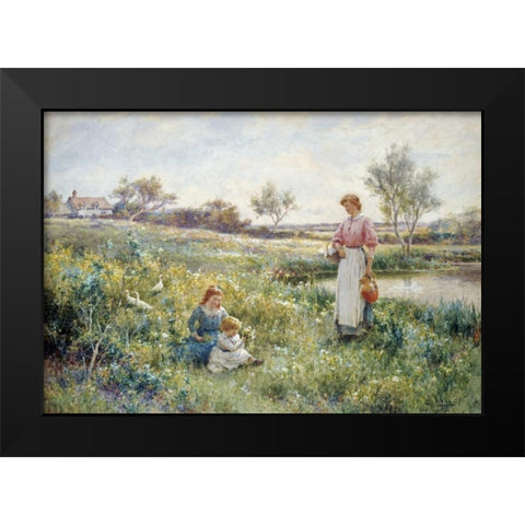 Summer Flowers Black Modern Wood Framed Art Print by Glendening, Alfred Augustus