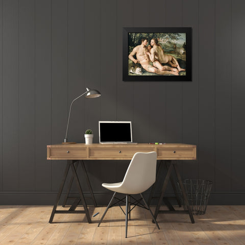 The Fall of Man Black Modern Wood Framed Art Print by Goltzius, Hendrick
