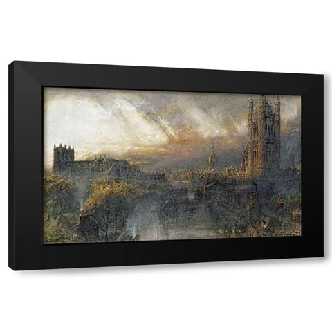 Westminster From a House Top Black Modern Wood Framed Art Print with Double Matting by Goodwin, Albert