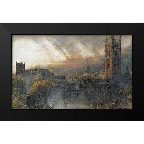 Westminster From a House Top Black Modern Wood Framed Art Print by Goodwin, Albert