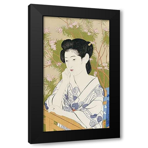 A Bust Portrait of a Young Woman Black Modern Wood Framed Art Print with Double Matting by Goyo, Hashiguchi
