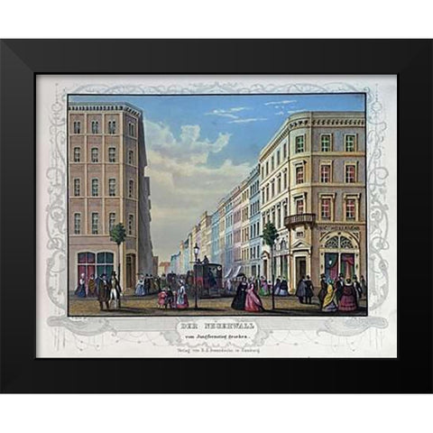 Neuer Wall Seen From Jungfernsteig Black Modern Wood Framed Art Print by Gray, James