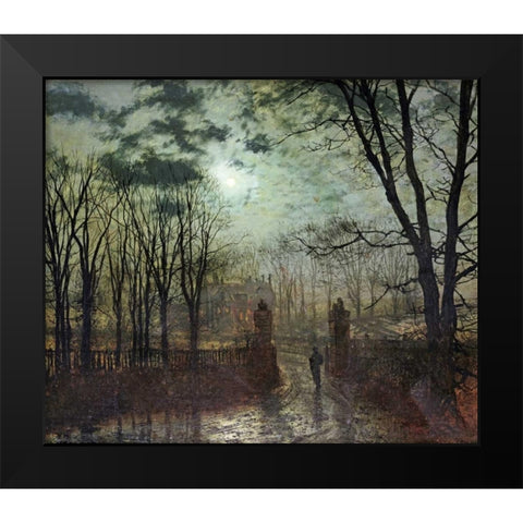 At The Park Gate Black Modern Wood Framed Art Print by Grimshaw, John Atkinson