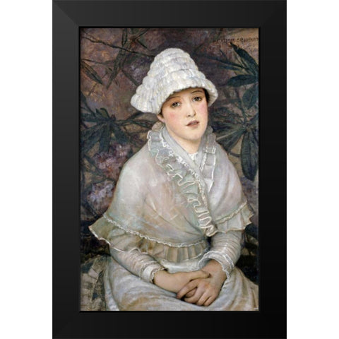 My Wee White Rose Black Modern Wood Framed Art Print by Grimshaw, John Atkinson