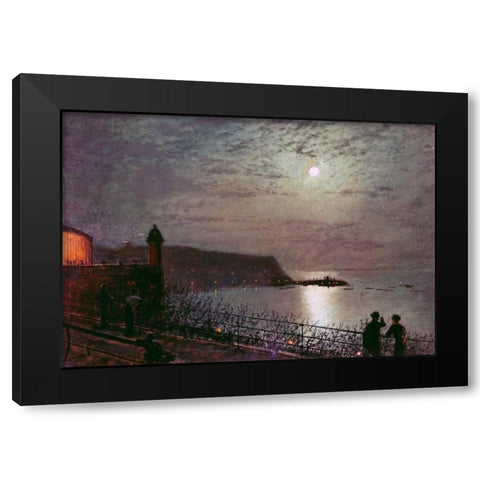 Scarborough By Moonlight Black Modern Wood Framed Art Print by Grimshaw, John Atkinson
