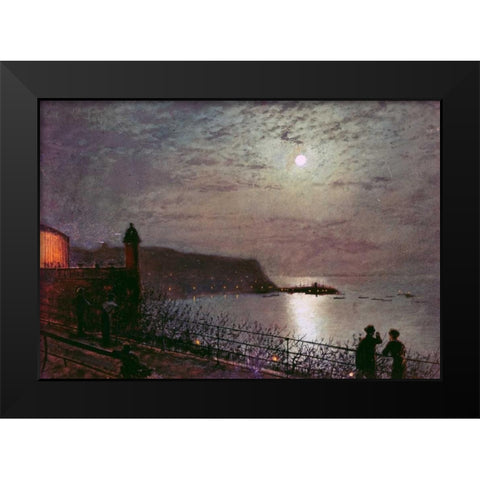 Scarborough By Moonlight Black Modern Wood Framed Art Print by Grimshaw, John Atkinson