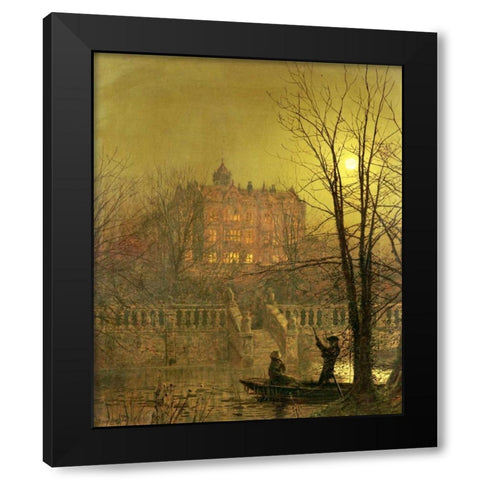 Under The Moonbeams Black Modern Wood Framed Art Print by Grimshaw, John Atkinson