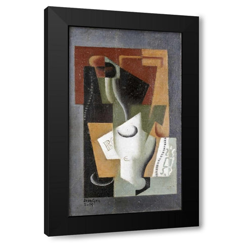 Glass and Bottle Black Modern Wood Framed Art Print with Double Matting by Gris, Juan
