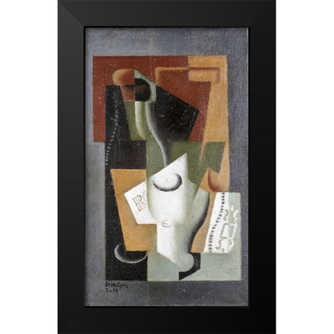 Glass and Bottle Black Modern Wood Framed Art Print by Gris, Juan