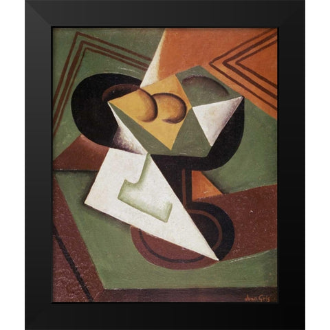 The Fruit Bowl Black Modern Wood Framed Art Print by Gris, Juan