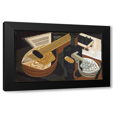 The Mandolin Black Modern Wood Framed Art Print with Double Matting by Gris, Juan