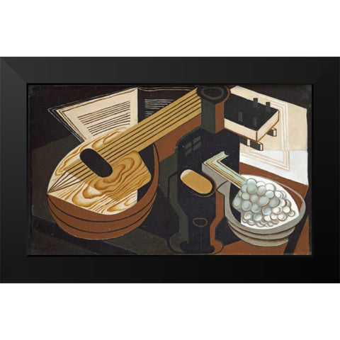 The Mandolin Black Modern Wood Framed Art Print by Gris, Juan