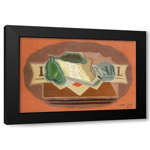 The Packet of Tobacco Black Modern Wood Framed Art Print by Gris, Juan