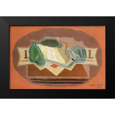 The Packet of Tobacco Black Modern Wood Framed Art Print by Gris, Juan