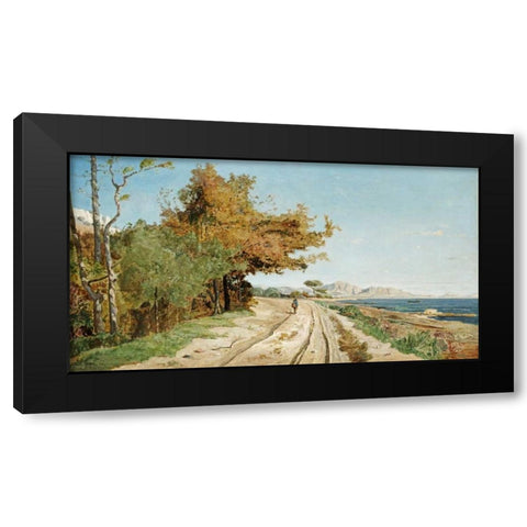 Road On The Edge of The Mediterranean, Near Marseille Black Modern Wood Framed Art Print with Double Matting by Guigou, Paul